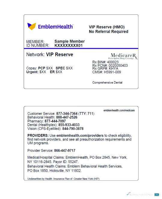 Download USA New York EmblemHealth health certificate card Photoshop template